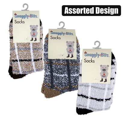 Adult Super-Soft Fluffy Checkered Socks (Assorted)