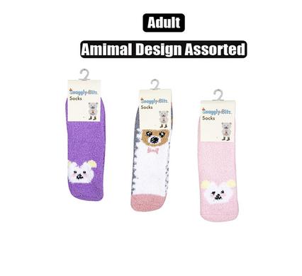 Adult Super-Soft Fluffy Socks with Fun Animal Design (Assorted)