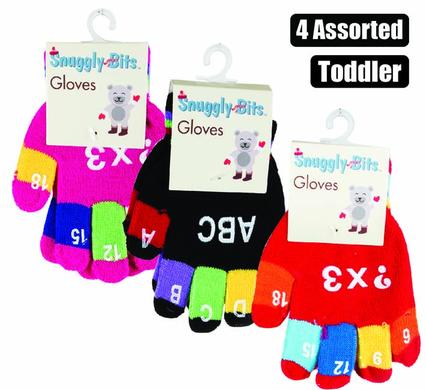 Toddler Acrylic Knit Gloves with Alphabet & Number Design