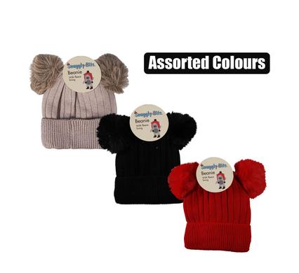Kids' Fleece-Lined Beanie with Double Tassels (16cm)