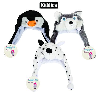 Kids' Cozy Animal Beanie with Earflaps and Tie-KKnot Closure