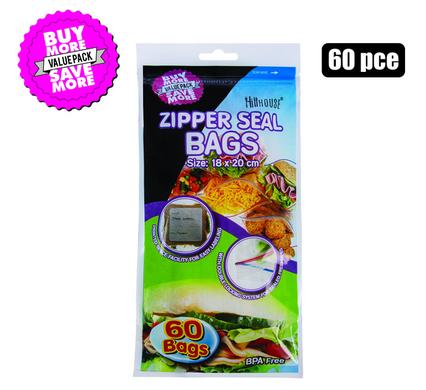 18x20cm Zipper Seal Disposable Storage Bags (60 Pack)