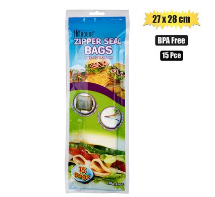 27x28cm Zipper Seal Disposable Storage Bags (15 Pack)