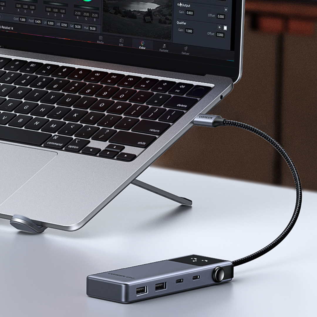 UGREEN 6-in-1 Type-C Hub with 4K HDMI, 100W PD & 10Gbps USB Ports – Grey