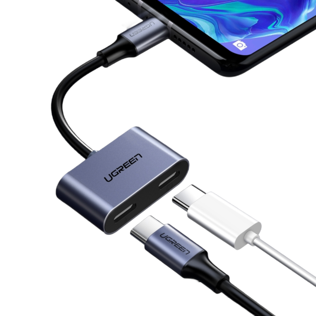 UGREEN USB Type-C Dual Audio & Charging Adapter (15W PD, 2-in-1 Splitter)