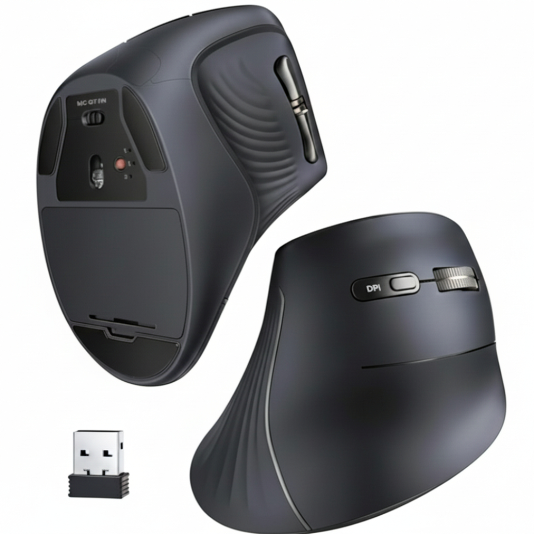 UGREEN Multi-Mode Vertical Mouse Bluetooth & 2.4G Wireless–Black