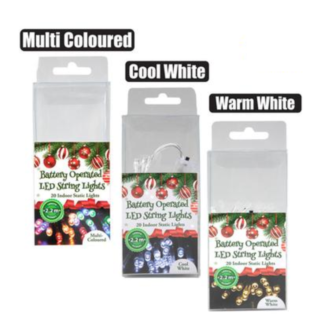2.2m Battery-Operated 20 LED Assorted Christmas Lights
