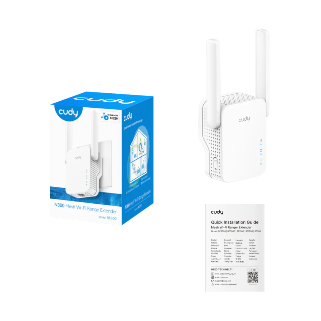 Cudy N300 Mesh Wi-Fi Range Extender | Wall Plug