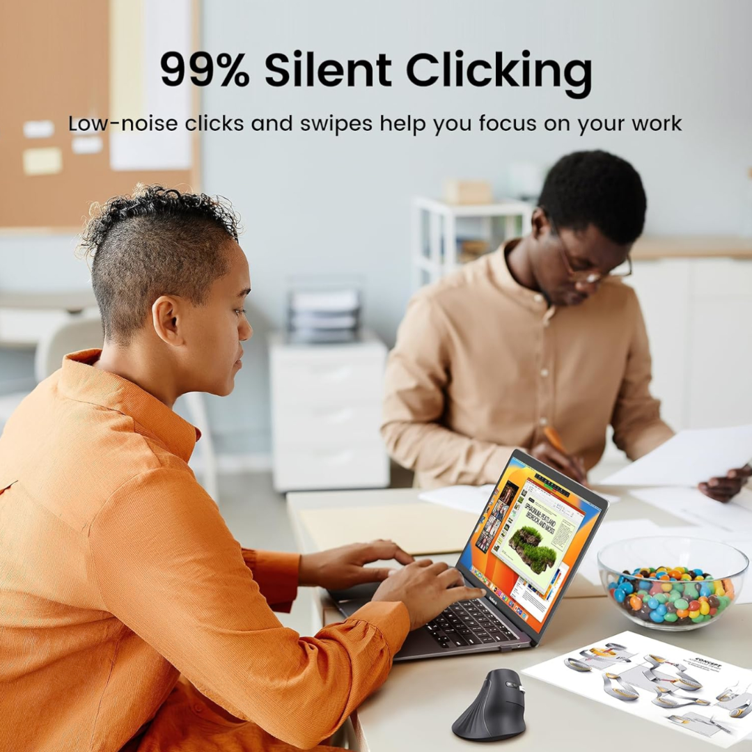 UGREEN Multi-Mode Vertical Mouse Bluetooth & 2.4G Wireless–Black