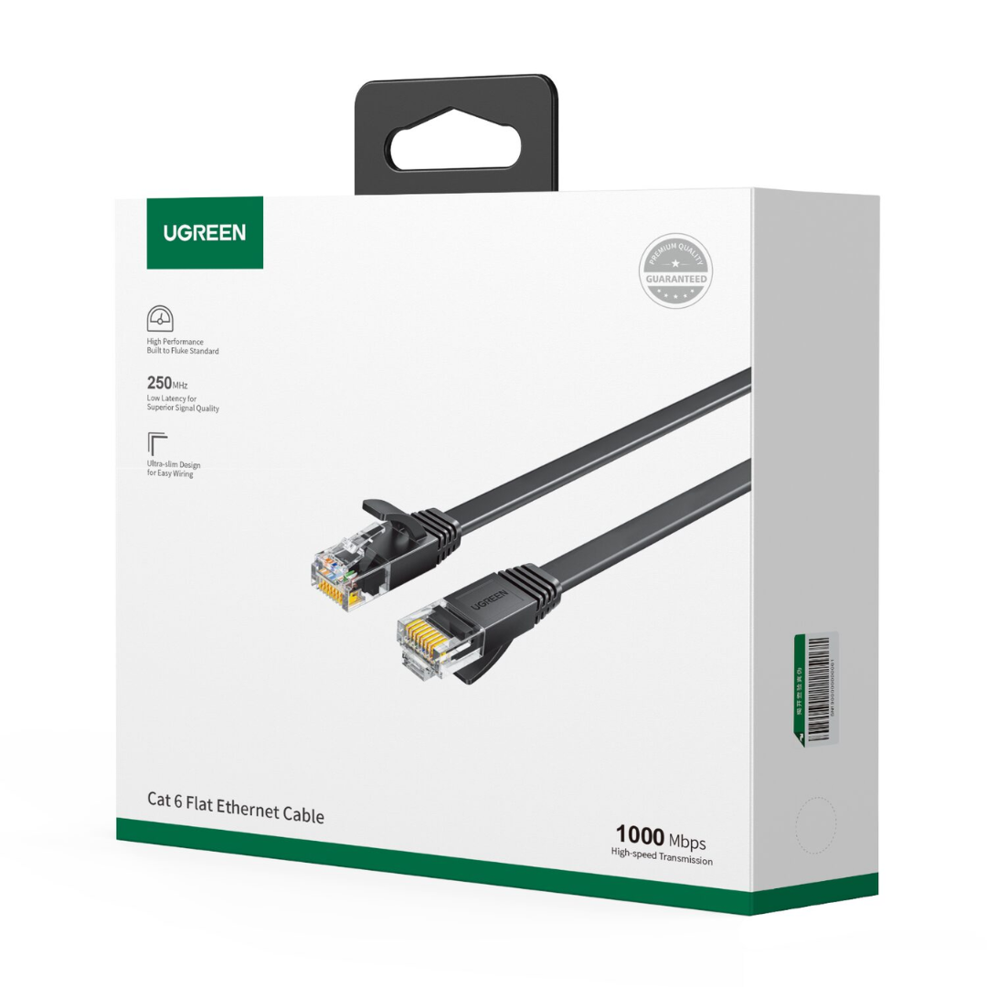 UGREEN NW102 Cat6 U/UTP Flat Ethernet Cable 5m – Black