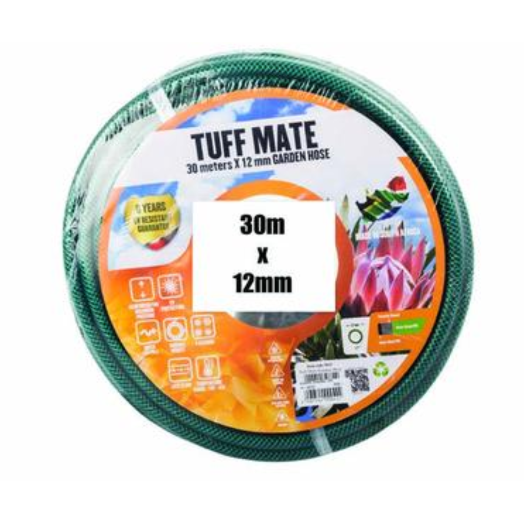 Tuff Mate Garden Hose Pipe - 12mm x 30m Coil (6-Year Guarantee)