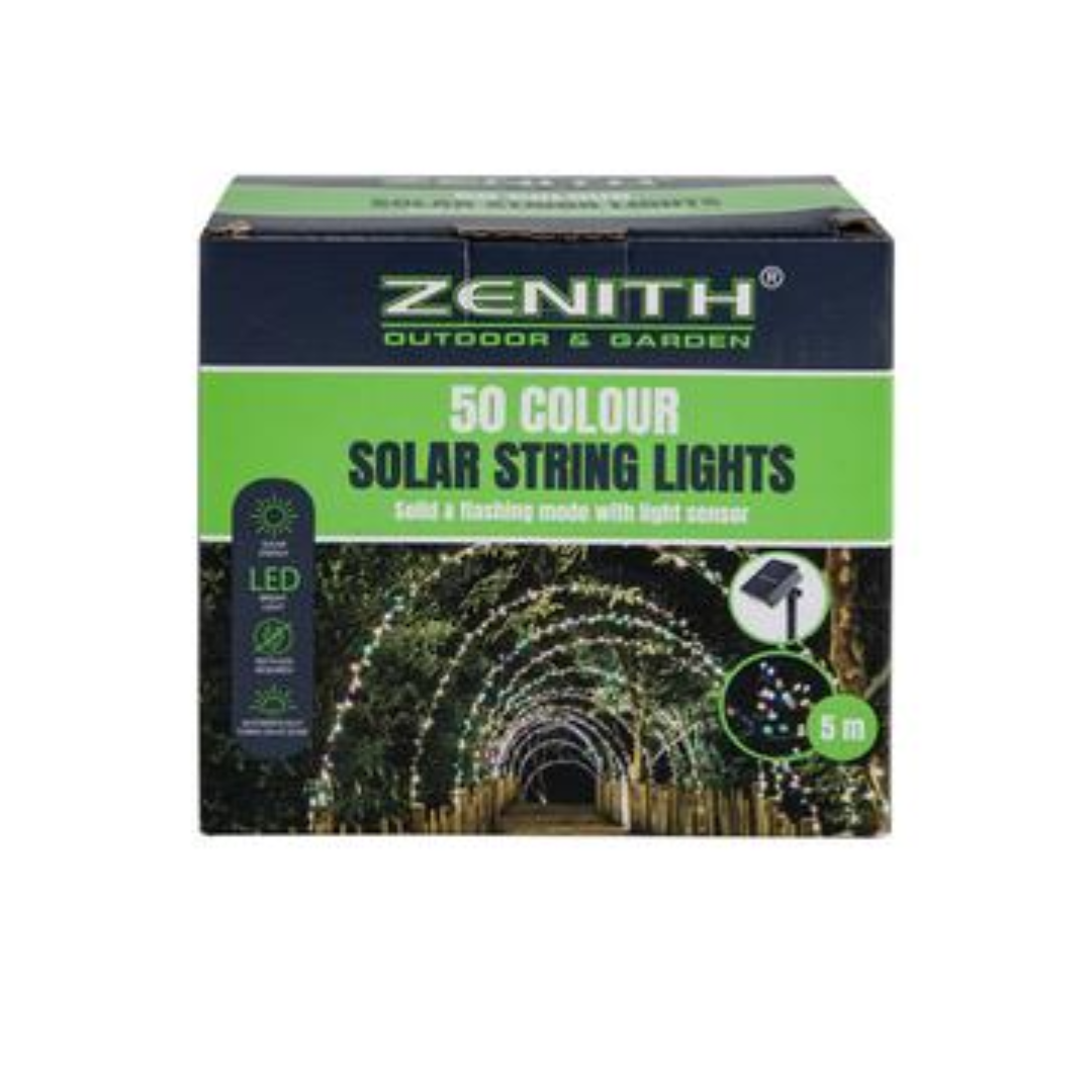 Solar Garden Light String: 50 Multi-Colour LEDs (5m)