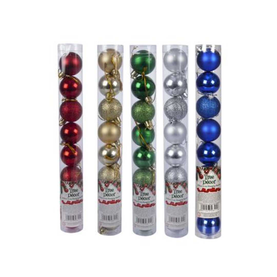 Festive Tree Decor Balls (8-Piece Tube)
