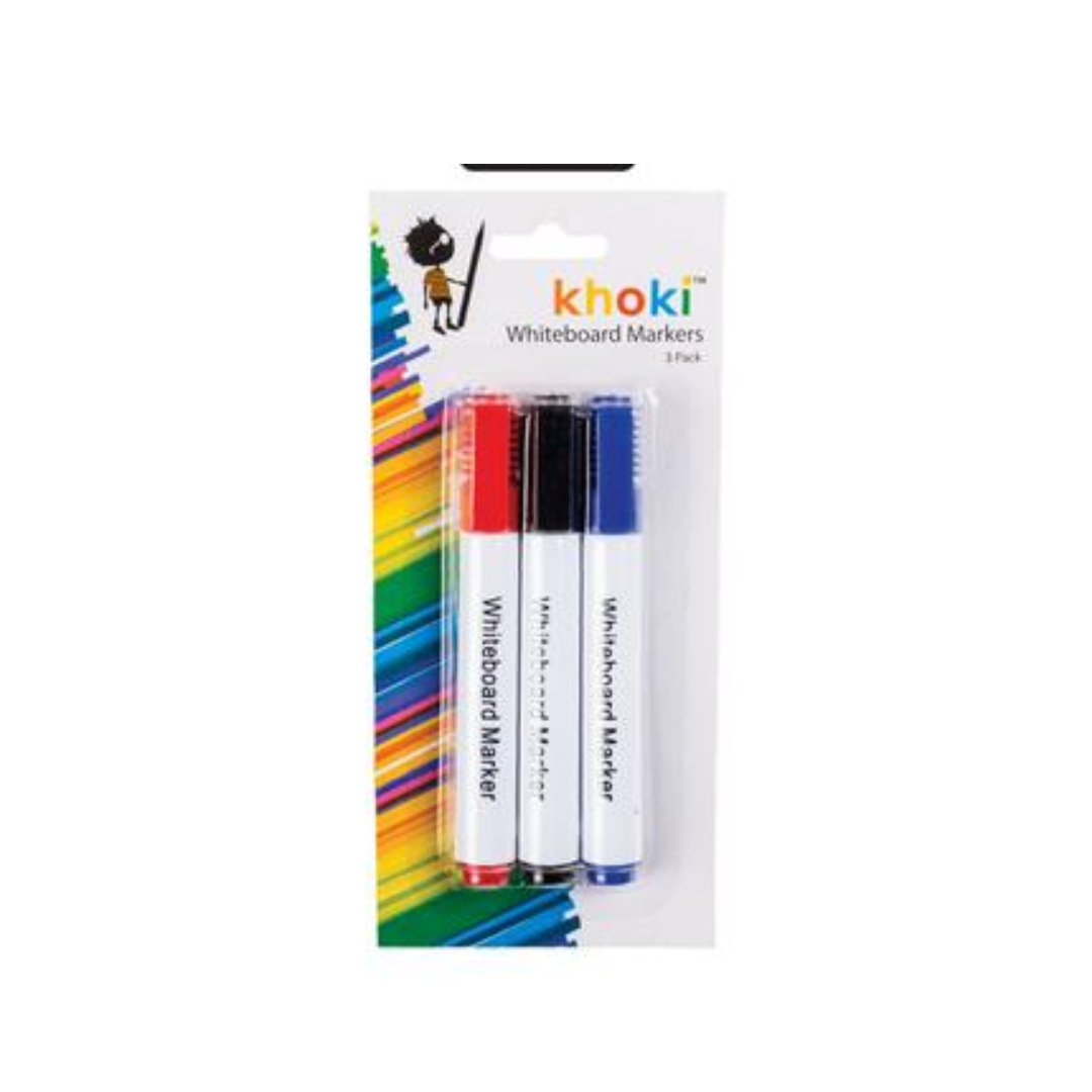 Khoki Whiteboard Markers - 3 Piece Pack (Red, Black, Blue)